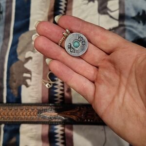 Silver Pendant Necklace with Turquoise Accent